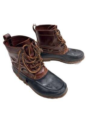 Sperry Waterproof Leather Duck Boots Hunting Boots Dark Brown Mens Size 7.5